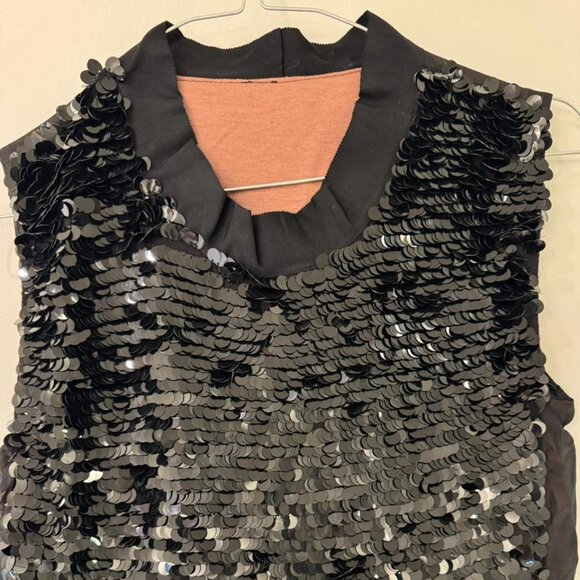 LANVIN Black Sequin Sleeveless Shift Dress - Picture 3 of 4
